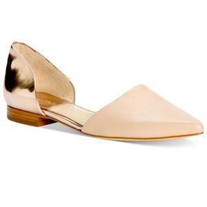 Calvin Klein! Laura Nude/Silver Dorsay Flats! US 7